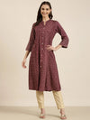 Women Maroon Geometrical A-Line Kurta-AT-A1048-Maroon