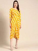 Overlap Midi Dress in Yellow