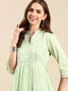 Women's Green Floral Anarkali Kurta-SKC-1363-Green