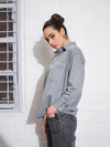 Women Light Blue Cotton Twill Oversized Shirt