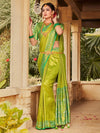 Saree Mall Women's Kanjeevaram  Lime Green Woven Design Designer Saree With Blouse Piece-VIRAST5206