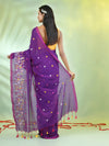 All Over Thread Floral Embroidery Violet Cotton Saree-MA62CT33610081