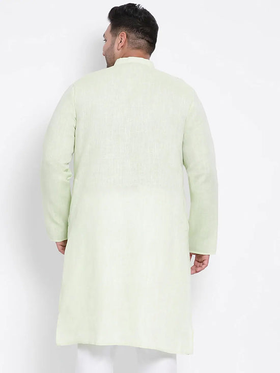 Hangup Men Standard Solid Men's Indian Wear-Green_Linen_OnlyLongKurta