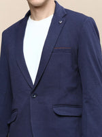 Men Navy Solid Casual Blazers-LBR-5500-Navyblue