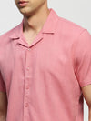 Men Peach Solid Shirt-AANYA-1688-Rose