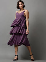 Women's Violet Solid Maxi Dress-AE-15035-Violet