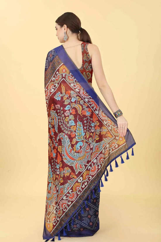 Floral Dreamscape Drape Saree-SZ-INDIGO-1409