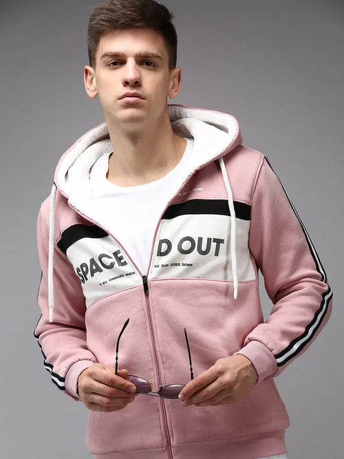 Men Pink Colourblock Sweatshirt-EX-2651-Pink