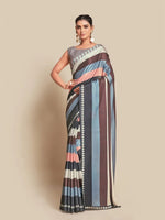 Avanshee Women's Latest Bollywood Striped Satin Saree With Unstiched Blouse-AVN-8082-GREY