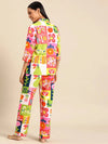 Shirt Pyjama nightwear set in multi color Print