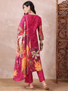 Ahika Women Pink Silk Blend Floral Printed Straight Kurta Trouser With Dupatta-PKSKD2414