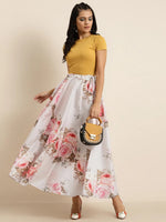 Nude Floral Anarkali Skirt