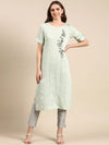 Women's Sea Green Solid Straight Kurta-SKC-939-Seagreen