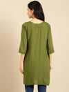 Women's Green Solid Straight Kurti-BGE-612-Green