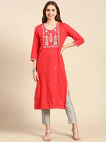 Women's Coral Solid Straight Kurta-GW-462-Coral