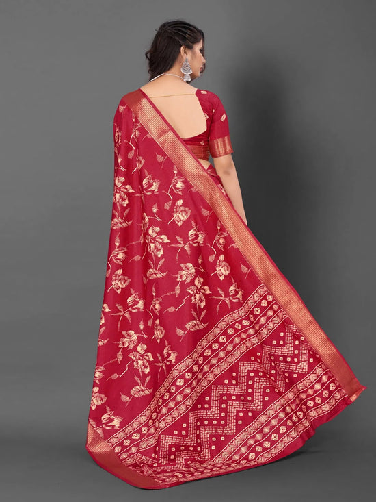 Saree Mall Women's Dola  Red Printed Designer Saree With Blouse Piece-UNVRSE05A