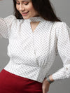 Women's White Printed Top-AE-7049-White