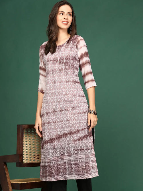 Women Mauve Embellished Straight Kurta-SKC-1251-Mauve