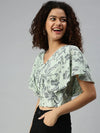 Women's Printed Green Top-AE-10184-Greennavyblue