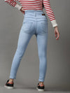 Women's Blue Solid Skinny Fit Denim Jeans-GZ-5353-Blue