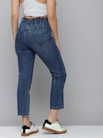 Women's Navy Blue Solid Relaxed Fit Denim Jeans-IM-9930-Navyblue