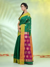 Green Cotton Saree With Ethnic Motifs-MA66BCT431050057