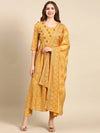 Women's Mustard Printed Kurta Set-SKC-968-Mustard