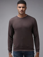 Men Brown Solid Sweatshirt-EX-2260-Coffeebrown