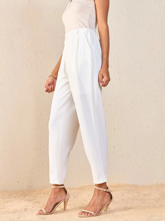 Women White Tapered Pants