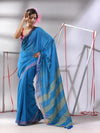 Blue Cotton Saree With Sequined Work-MA55CT06540005