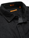 Men Spread Collar Denim Solid Black Casual Shirt-BARN-2216-Black