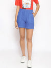 Cotton Washed Shorts in Cobalt Blue