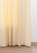 Gingham Woven 100% cotton geometric curtain for living room - Room darkening - Ivory - Pack of 1-230821163