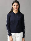 Women's Navy Blue Solid Sweatshirt-RY-3791-Navyblue