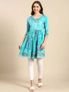 Women's Turquoise Blue Tie Dye Anarkali Kurta-GW-3400-Turquoiseblue