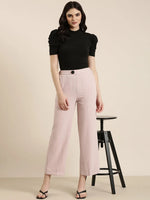 Women Pink Striped Parallel Trouser-IM-10111-Pink