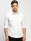 Men White Solid Shirt-RAYMONDSDOBBY-263-White