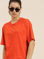 Dillinger Orange Solid Oversized T-Shirt