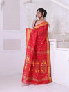 Red Cotton Saree With Zari Borders-MA64BCT401190038