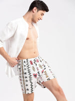 Men Printed White Boxer-AM-141-3-White