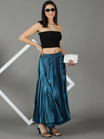 Women's Teal Solid Flared Skirt-AE-10347-Teal