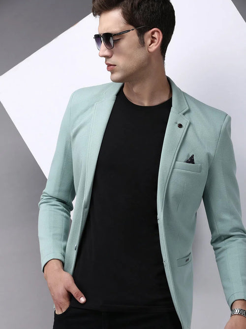 Men Green Solid Blazer-AR-026-Seagreen