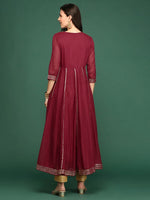 Women's Maroon Solid A-Line Kurta-ON-546-Maroon