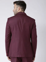 Hangup Men Standard Solid Men Formalwear-WineBlazer