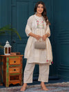 Navyaa Women's Cotton Embroidered Flared Kurta Pant With Dupatta-Me93-borar01