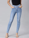 Women Blue Solid Straight Fit Denim Jeans-LT-022725-Blue