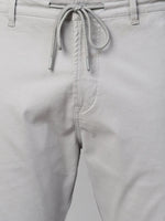 Genips Men's Light Grey Cotton Stretch Bahamas Cargo Fit Solid Cargo