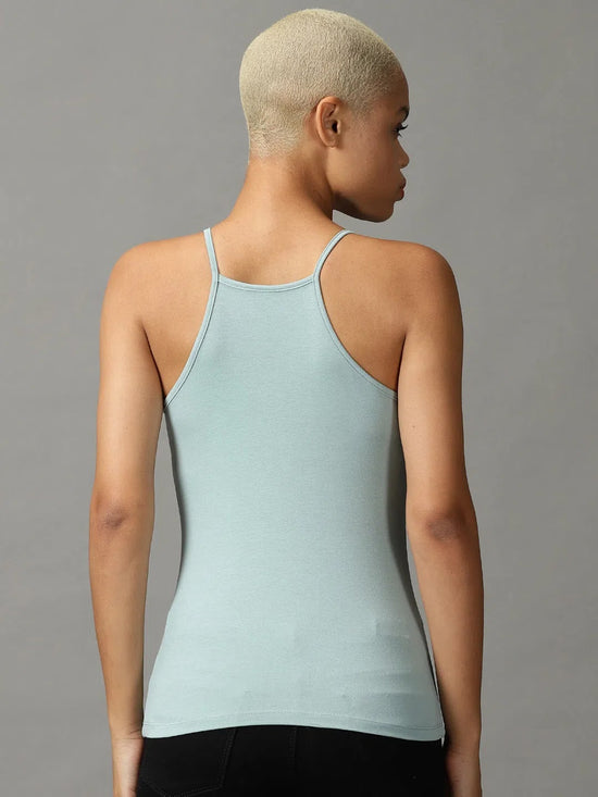 Women's Green Solid Tank Top-AE-10498-Seagreen