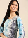 Women's Blue Printed Straight Kurta-SKC-789-1-Blue