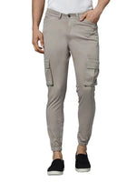 Ribbed Jogger Cargos with 6 pockets-Grey-HJC9012-30